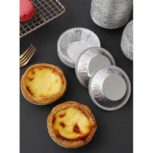 10/50pc disposable baking mold biscuit muffin tart fresh tin foil cake cup round alumin foil Portuguese egg tart(2155L) - Image 2