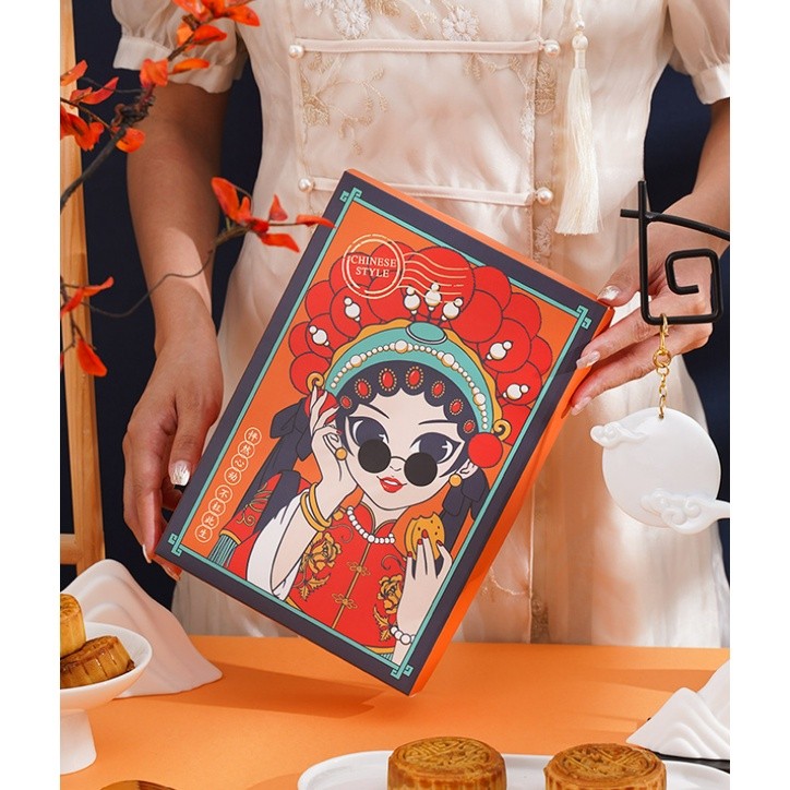 China Trend Mid-Autumn Festival Mooncake Box Packaging Box Gift Box Empty Box Large Mooncake Box国潮中秋月饼礼盒(2296L) - Image 2