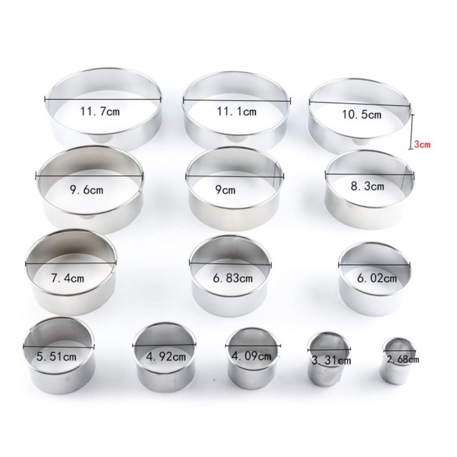 14pcs/Set Stainless Steel Round Cookie Mould Practical Biscuit Cutters Circle DIY Mousse Cake Dessert Pastry Deco(2314L) - Image 3