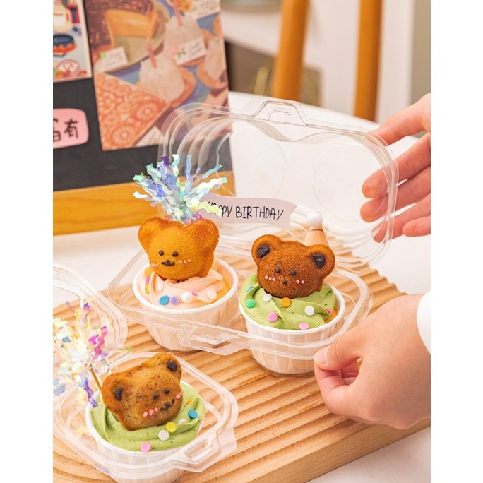1pc Small cups cupcake box Clear pastry bag portable纸杯蛋糕包装盒(2329L) - Image 7