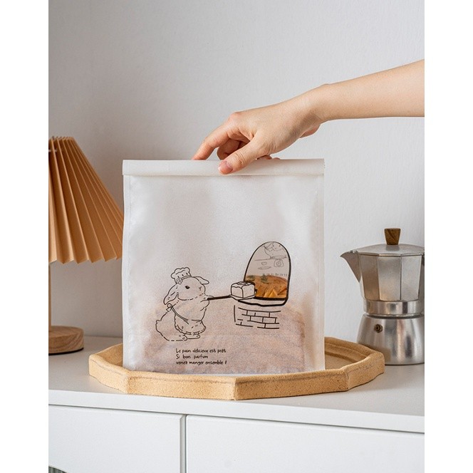 1pc Transparent Toast Bread Packaging Bag Food Grade Kraft Paper Breakfast Croissant Rolled-edge Wire 开窗透明面包袋(2338L) - Image 2