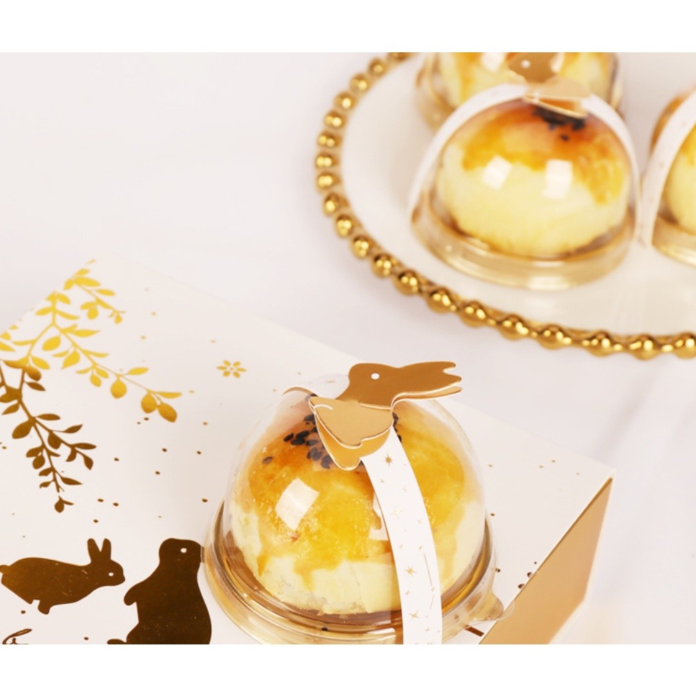 1sheet for Mooncake Rabbit Seal Stickers Egg Yolk Crisp Packaging Box Sticker Rabbit Paper Card 烫金兔子对卡贴纸封口贴(2402L) - Image 3
