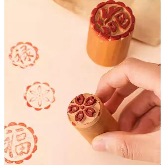 Wooden "XI" "FAI" "CAI"Flower”Mold Printing Tool Su-Style Fresh Meat Moon Cake Seal Steamed Bread Pasta Dessert (2355L) - Image 6