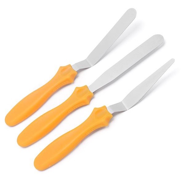 3 Pieces Stainless Steel Butter Cake Cream Knife Spatula Baking Tool Pastry Spatula Sets (2372L) - Image 3
