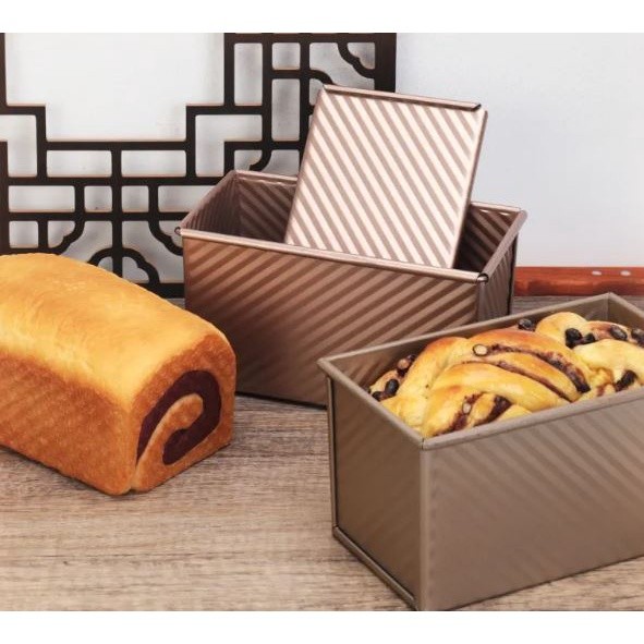 450g/750g Loaf Pan With Cover Bread Baking Mould Cake Toast Non-Stick Toast Box with Lid Aluminized Steel Bread(2266L)