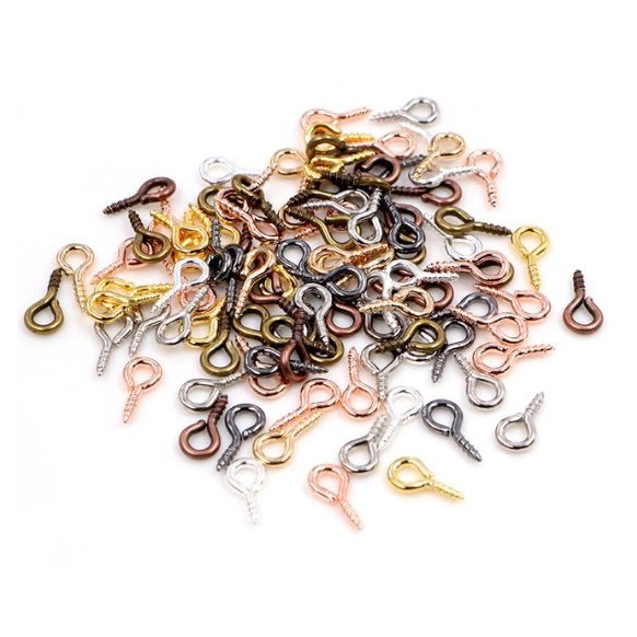 10/20pcs Small Tiny Mini Eye Pins Eyepins Hooks Eyelets Screw Threaded Stainless Steel Clasp Hook Jewelry Finding(2272L)