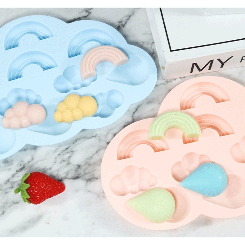 3D Rainbow Cloud Raindrop Silicone Mold 11-Cavity Rainbow Weather Shape DIY Baking Cake Chocolate Fudge彩虹云朵雨滴蛋糕模具(2282L) - Image 6