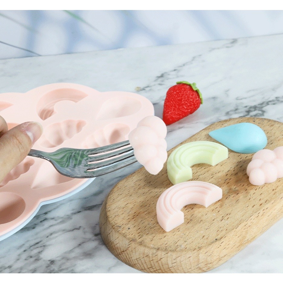 3D Rainbow Cloud Raindrop Silicone Mold 11-Cavity Rainbow Weather Shape DIY Baking Cake Chocolate Fudge彩虹云朵雨滴蛋糕模具(2282L) - Image 7