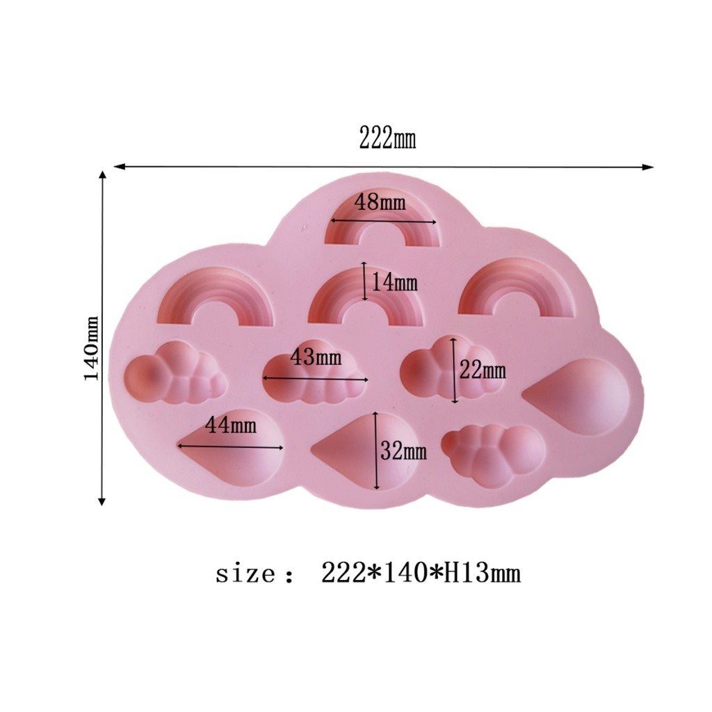 3D Rainbow Cloud Raindrop Silicone Mold 11-Cavity Rainbow Weather Shape DIY Baking Cake Chocolate Fudge彩虹云朵雨滴蛋糕模具(2282L) - Image 11