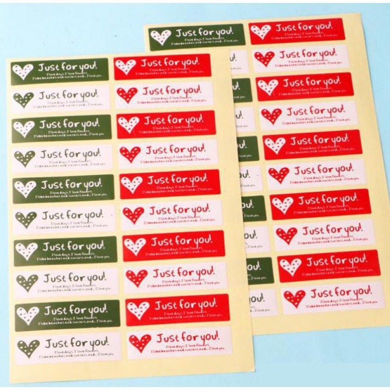 20pcs/1Sheet Just For You Stickers Red Decorative Seal Labels For Handmade Goods,envelope 标签贴红绿爱心(2289L) - Image 7