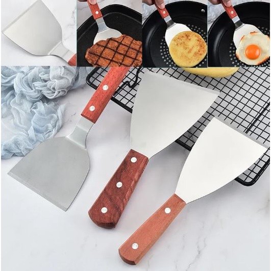 Stainless Steel Frying Shovel with Wooden Handle, Iron Plate, Pizza Shovel, Steak Shovel, Wooden Handle Shovel (2298L)