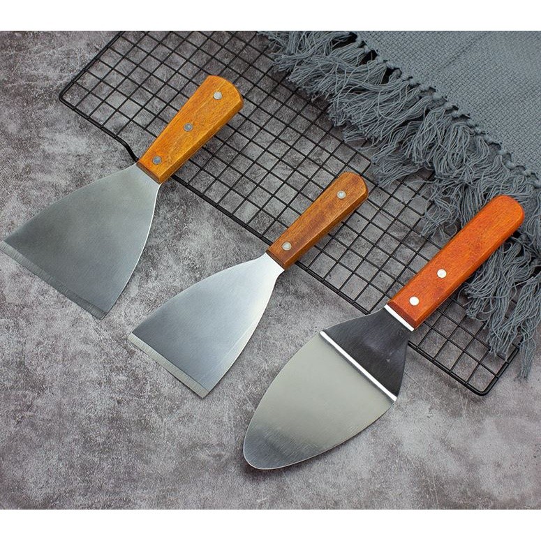 Stainless Steel Frying Shovel with Wooden Handle, Iron Plate, Pizza Shovel, Steak Shovel, Wooden Handle Shovel (2298L) - Image 2