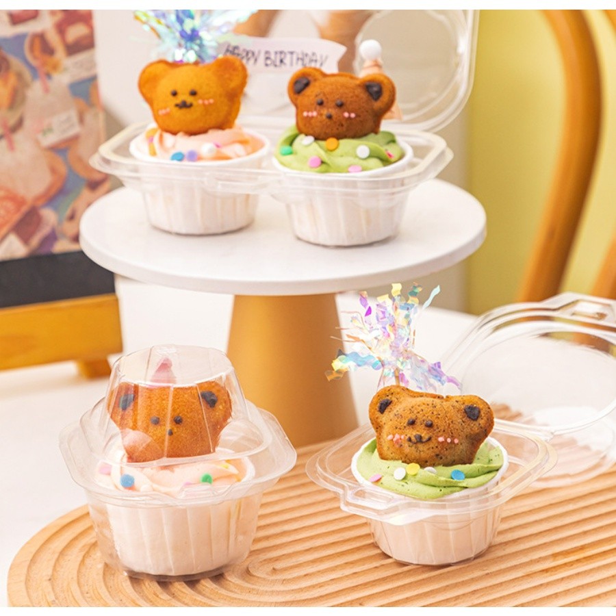 1pc Small cups cupcake box Clear pastry bag portable纸杯蛋糕包装盒(2329L) - Image 3