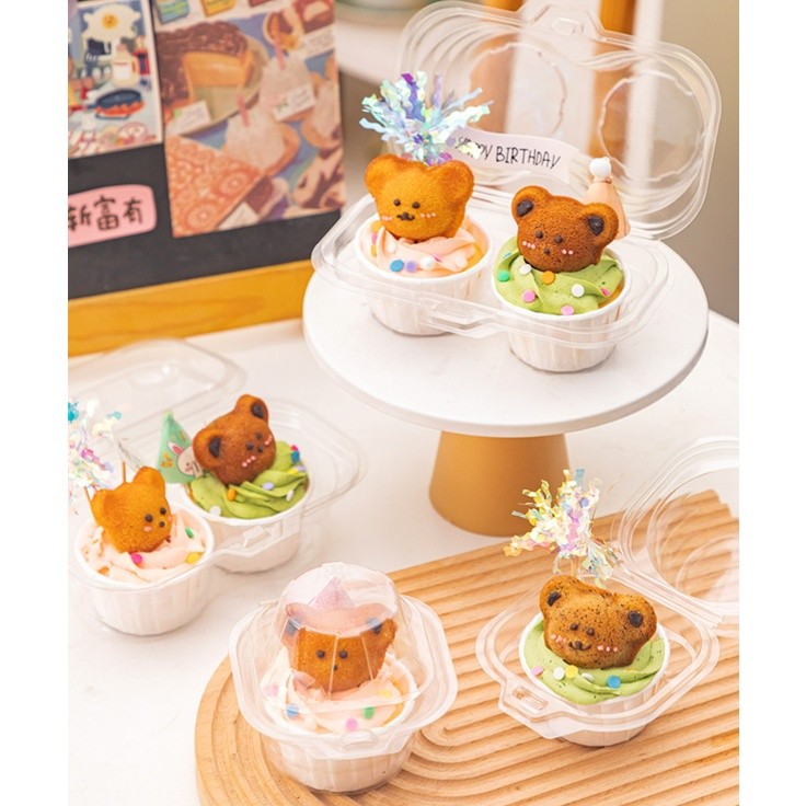 1pc Small cups cupcake box Clear pastry bag portable纸杯蛋糕包装盒(2329L) - Image 5