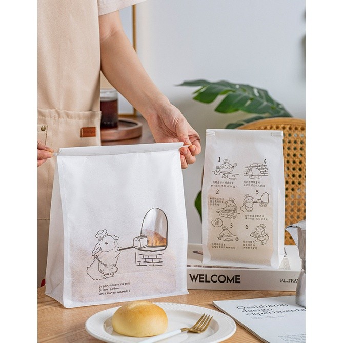 1pc Transparent Toast Bread Packaging Bag Food Grade Kraft Paper Breakfast Croissant Rolled-edge Wire 开窗透明面包袋(2338L) - Image 4