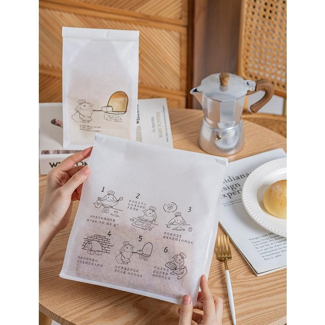 1pc Transparent Toast Bread Packaging Bag Food Grade Kraft Paper Breakfast Croissant Rolled-edge Wire 开窗透明面包袋(2338L) - Image 5