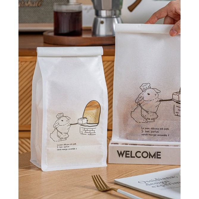 1pc Transparent Toast Bread Packaging Bag Food Grade Kraft Paper Breakfast Croissant Rolled-edge Wire 开窗透明面包袋(2338L) - Image 6