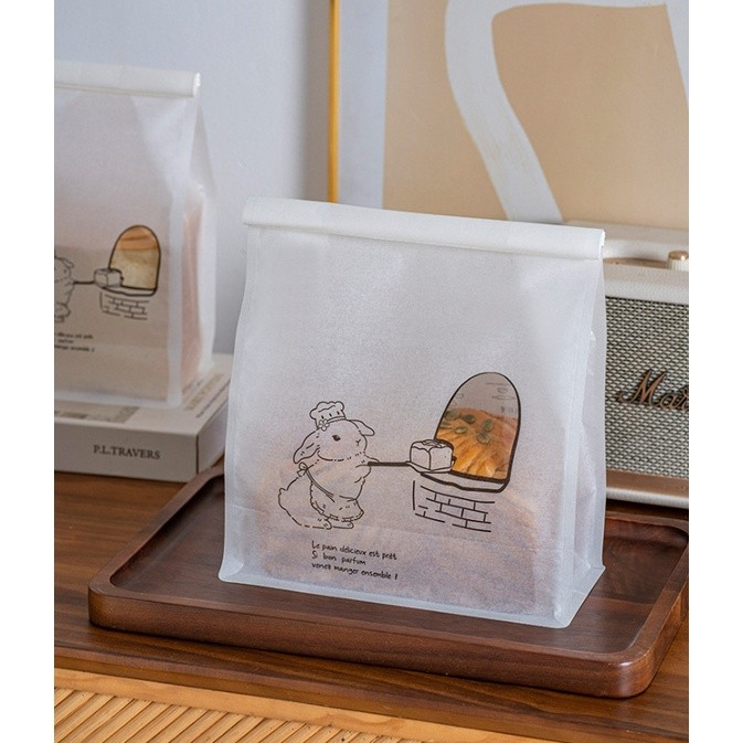 1pc Transparent Toast Bread Packaging Bag Food Grade Kraft Paper Breakfast Croissant Rolled-edge Wire 开窗透明面包袋(2338L) - Image 8