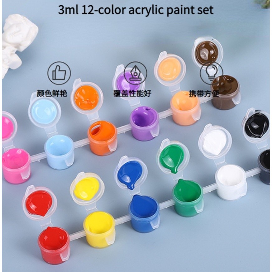 6 Conjoined 12-color Acrylic Paint Set Student Art Hand Graffiti Diy Gypsum Ceramic Art Material Painting丙烯颜料条(2416L) - Image 2