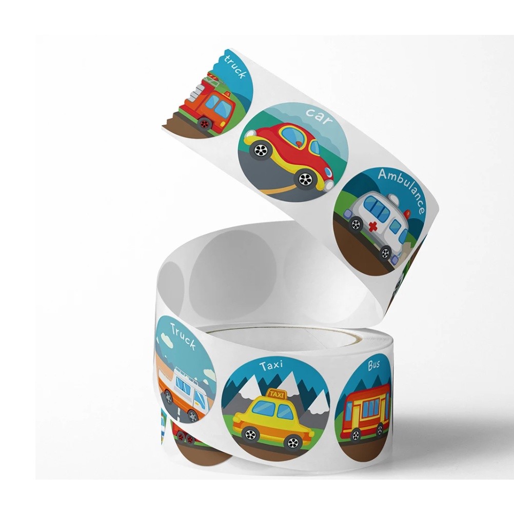 500pcs Vehicle Thank You Stickers Cute Cartoon Ambulance Taxi Teacher Reward Sticker for Kids 卡通拖拉机小汽车不干胶(2742L) - Image 3