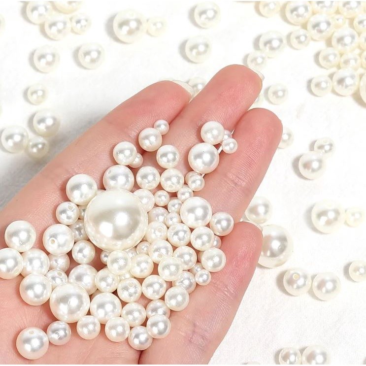4mm-18mm Half Hole White Beige ABS Imitation Pearl Beads for Jewelry Making End Charms Beads DIY Earring 高亮半孔珍珠(2519L)