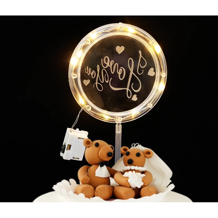 New LED Night Light Flashing Happy Birthday Cake Topper Luminous Rose for Valentine Day Wedding 带灯发光蛋糕装饰(2589L) - Image 6