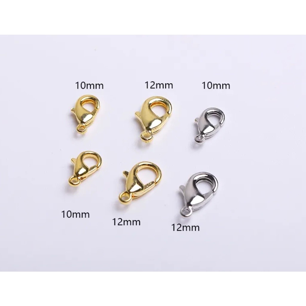 10pcs 12mm Gold Plated Lobster Clasps Spring Clasps End Tip Covers Crimp Beads Covers Wire Protectors 项链手链搭龙虾扣(2507L) - Image 2