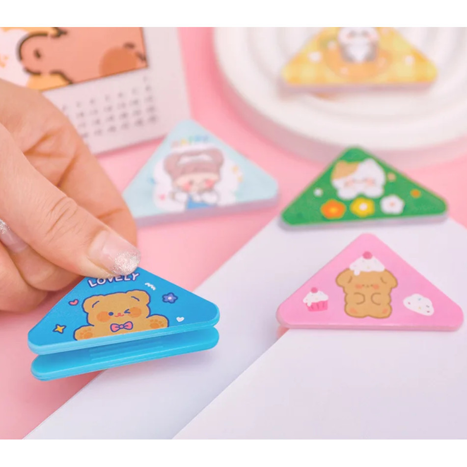 1pc Cute Mini Creative Storage Triangle Clip Bill File Book Paper Corner Binder Clip Office School Student 便签夹子(2783L) - Image 3