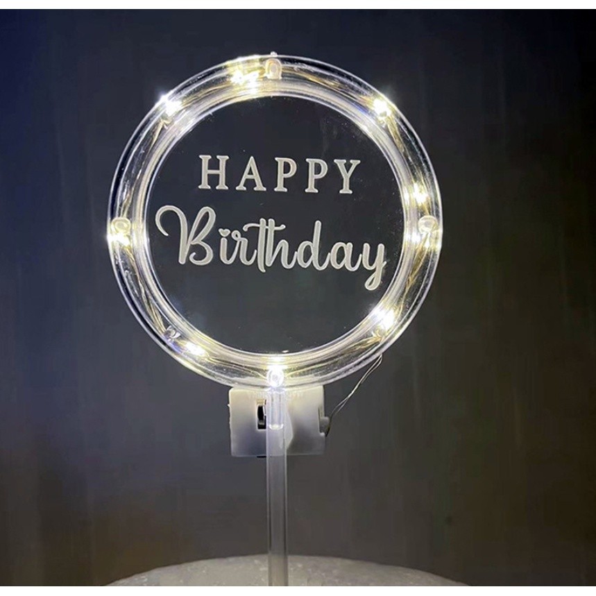 New LED Night Light Flashing Happy Birthday Cake Topper Luminous Rose for Valentine Day Wedding 带灯发光蛋糕装饰(2589L) - Image 9