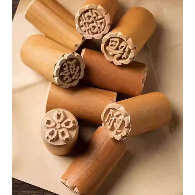 Wooden "XI" "FAI" "CAI"Flower”Mold Printing Tool Su-Style Fresh Meat Moon Cake Seal Steamed Bread Pasta Dessert (2355L) - Image 4