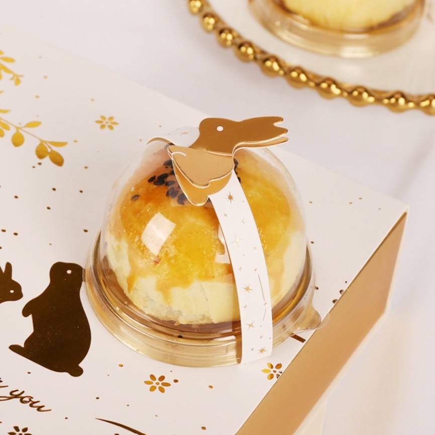 1sheet for Mooncake Rabbit Seal Stickers Egg Yolk Crisp Packaging Box Sticker Rabbit Paper Card 烫金兔子对卡贴纸封口贴(2402L)