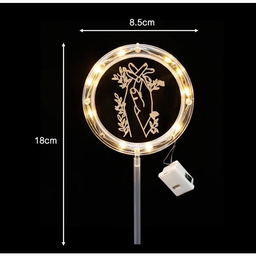 New LED Night Light Flashing Happy Birthday Cake Topper Luminous Rose for Valentine Day Wedding 带灯发光蛋糕装饰(2589L) - Image 8