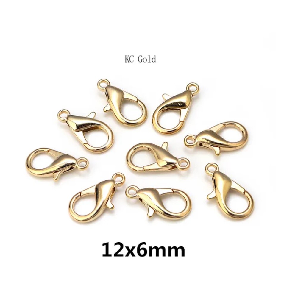 10pcs 12mm Gold Plated Lobster Clasps Spring Clasps End Tip Covers Crimp Beads Covers Wire Protectors 项链手链搭龙虾扣(2507L) - Image 11
