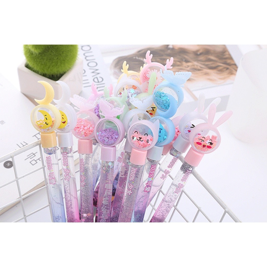 Kawaii Liquid Quicksand Gel Pen Neutral Pen Sequins Decorate Signature Pen School Office Supply Stationery创意可爱笔(2354L) - Image 6