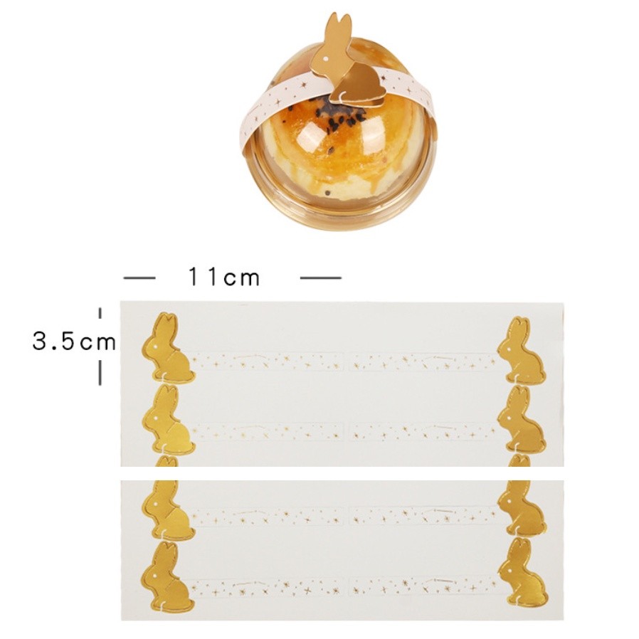 1sheet for Mooncake Rabbit Seal Stickers Egg Yolk Crisp Packaging Box Sticker Rabbit Paper Card 烫金兔子对卡贴纸封口贴(2402L) - Image 2