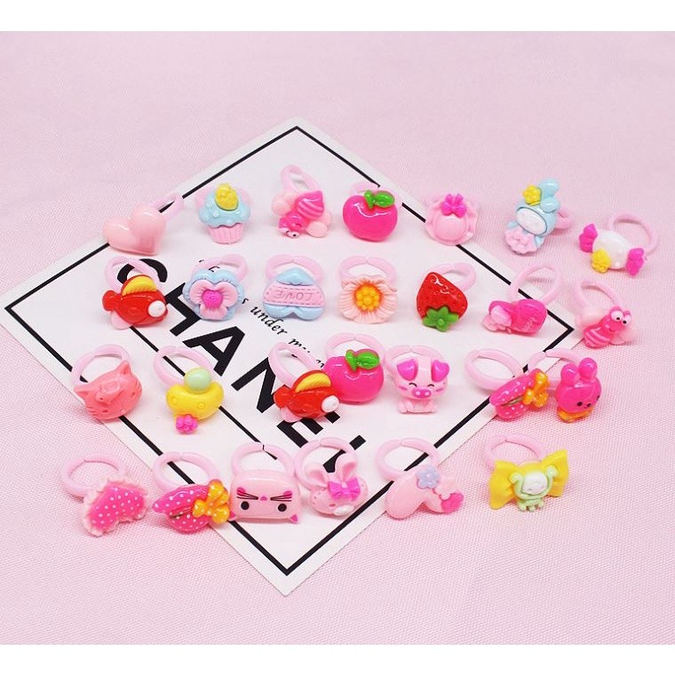 2pcs/Lot Children's Cartoon Rings Mixed Matte Jelly Color Finger Ring Kid Baby Girl Resin Jewelry Party Gift (2467L) - Image 2