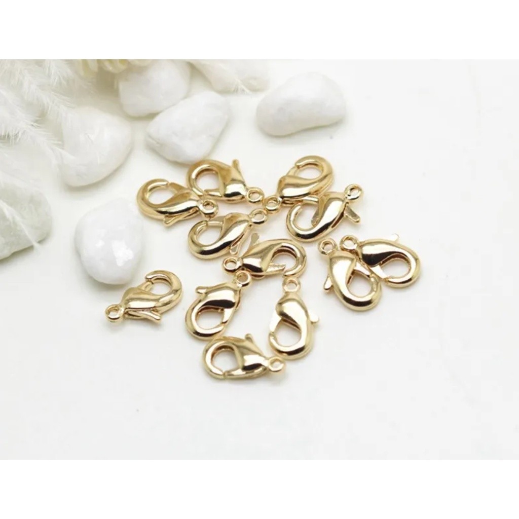 10pcs 12mm Gold Plated Lobster Clasps Spring Clasps End Tip Covers Crimp Beads Covers Wire Protectors 项链手链搭龙虾扣(2507L) - Image 10