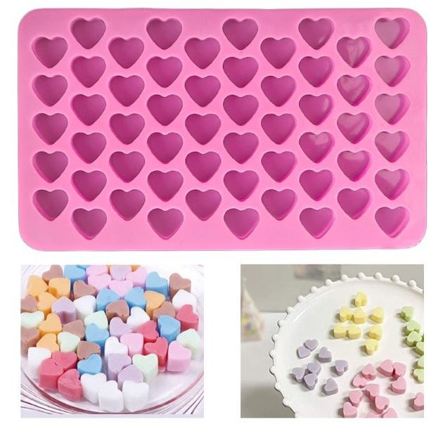 55 Compartment Heart Shape Silicone Candle Mold DIY Small Love Cake Chocolate Baking Mould Ice Tray Food Safe(2721L)