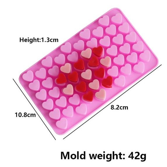 55 Compartment Heart Shape Silicone Candle Mold DIY Small Love Cake Chocolate Baking Mould Ice Tray Food Safe(2721L) - Image 4