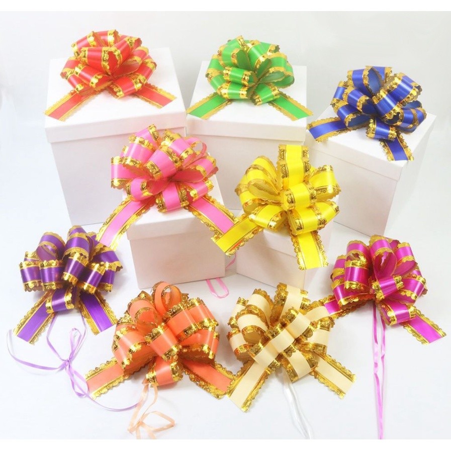 1pc Large matte lace hand bow pull flower wedding car decoration flowers fruit gift Packaging Materials波浪纹立体球花(2767L)