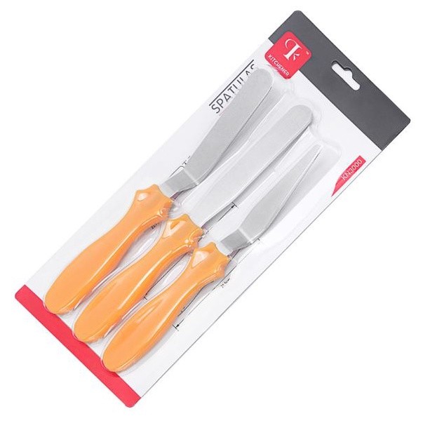 3 Pieces Stainless Steel Butter Cake Cream Knife Spatula Baking Tool Pastry Spatula Sets (2372L) - Image 7