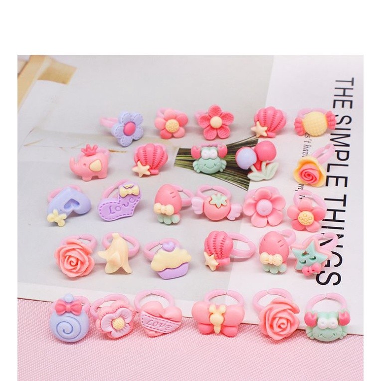 2pcs/Lot Children's Cartoon Rings Mixed Matte Jelly Color Finger Ring Kid Baby Girl Resin Jewelry Party Gift (2467L)