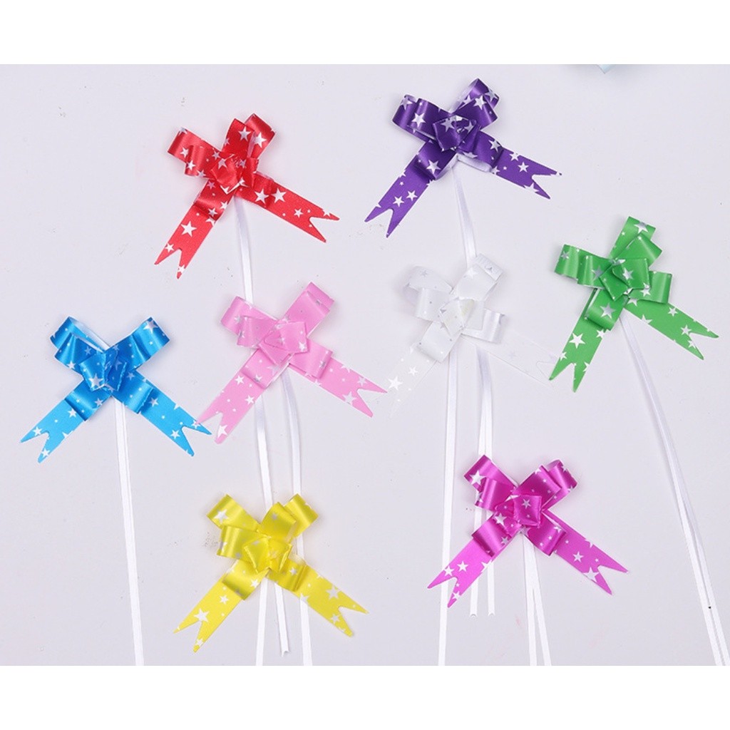 10pcs 18mm (Star) Pull Flower Bow knot Pull Bow Gift Ribbons Flower Wrappers for Birthday, Christmas, Party 星星手拉花(2747L)