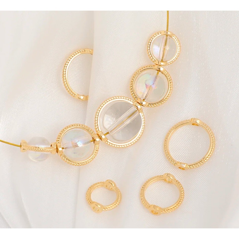 10pcs Copper Through Hole Bead Circle Double Hole Round Spacer Bead Ring Circle Frame For Diy Bracelet合金麻花串珠圈(2555L) - Image 2