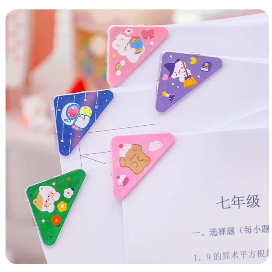 1pc Cute Mini Creative Storage Triangle Clip Bill File Book Paper Corner Binder Clip Office School Student 便签夹子(2783L) - Image 7
