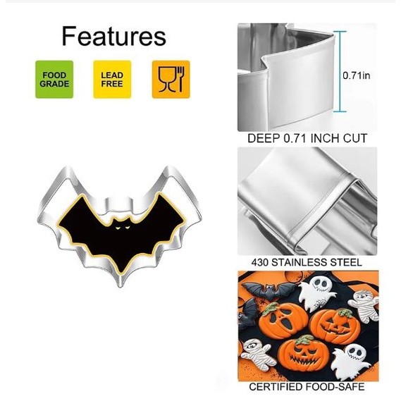 12pcs/set 3D DIY Halloween Metal Cookie Cutters Stainless Steel Fondant Biscuit Mould Pumpkin Mold (2386L) - Image 6