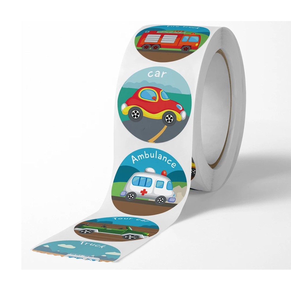 500pcs Vehicle Thank You Stickers Cute Cartoon Ambulance Taxi Teacher Reward Sticker for Kids 卡通拖拉机小汽车不干胶(2742L) - Image 4