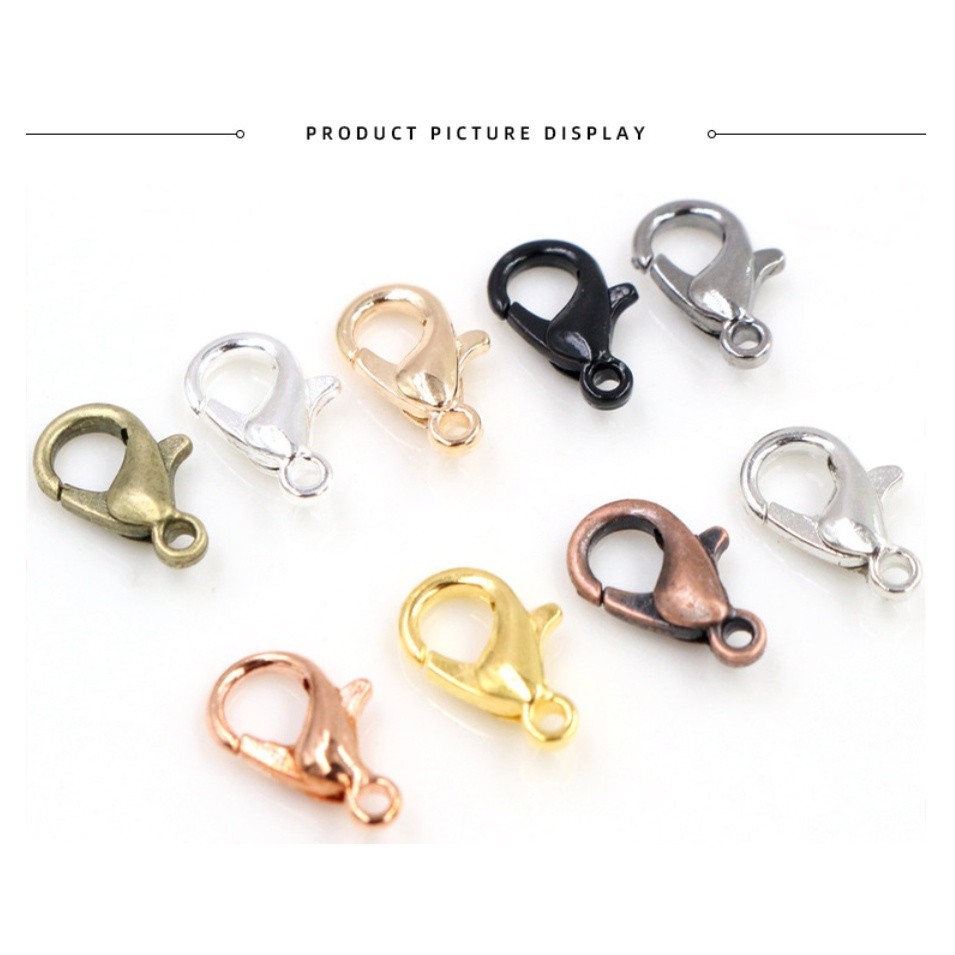 10pcs 12mm Gold Plated Lobster Clasps Spring Clasps End Tip Covers Crimp Beads Covers Wire Protectors 项链手链搭龙虾扣(2507L) - Image 5