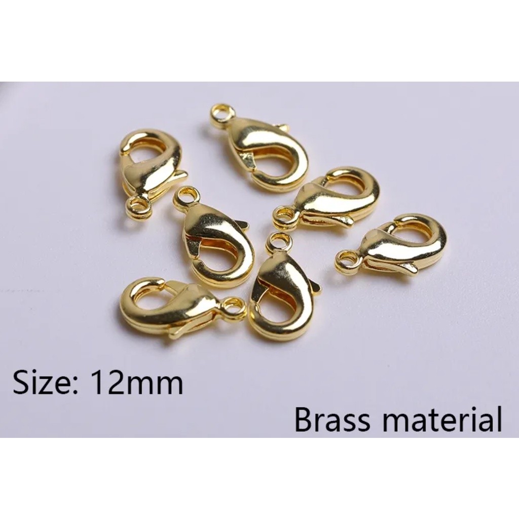 10pcs 12mm Gold Plated Lobster Clasps Spring Clasps End Tip Covers Crimp Beads Covers Wire Protectors 项链手链搭龙虾扣(2507L) - Image 8