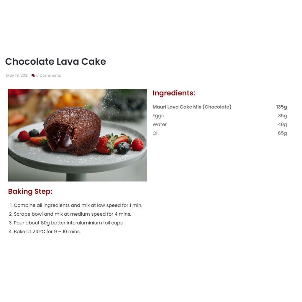 Chocolate Lava Cake 135/ 540g - Mauri (2525L) - Image 5